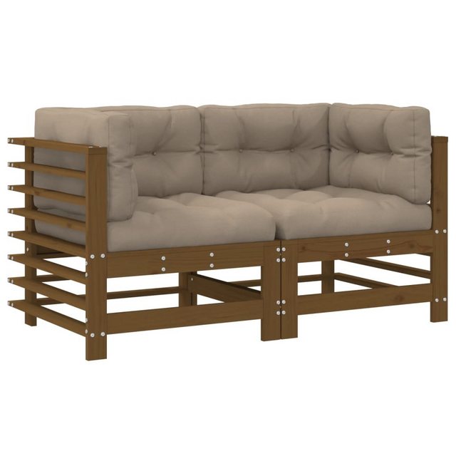 vidaXL Sofaelement Ecksofas mit Kissen 2 Stk. Honigbraun Massivholz Kiefer günstig online kaufen