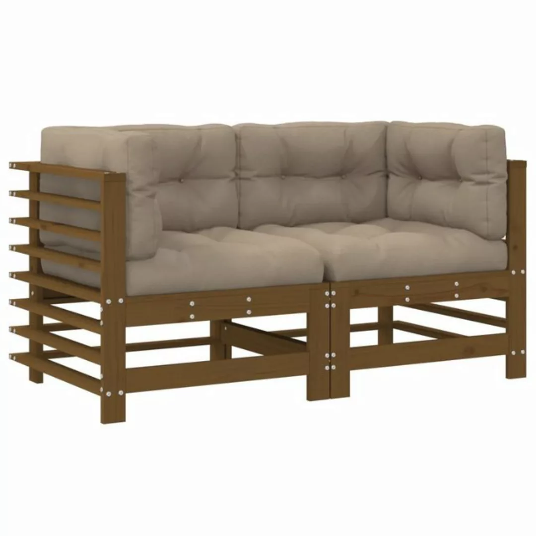 vidaXL Sofaelement Ecksofas mit Kissen 2 Stk. Honigbraun Massivholz Kiefer günstig online kaufen