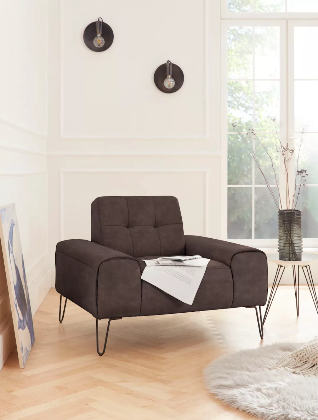 exxpo - sofa fashion Sessel »Florenz, Loungesessel, aktuelles Design«, komf günstig online kaufen