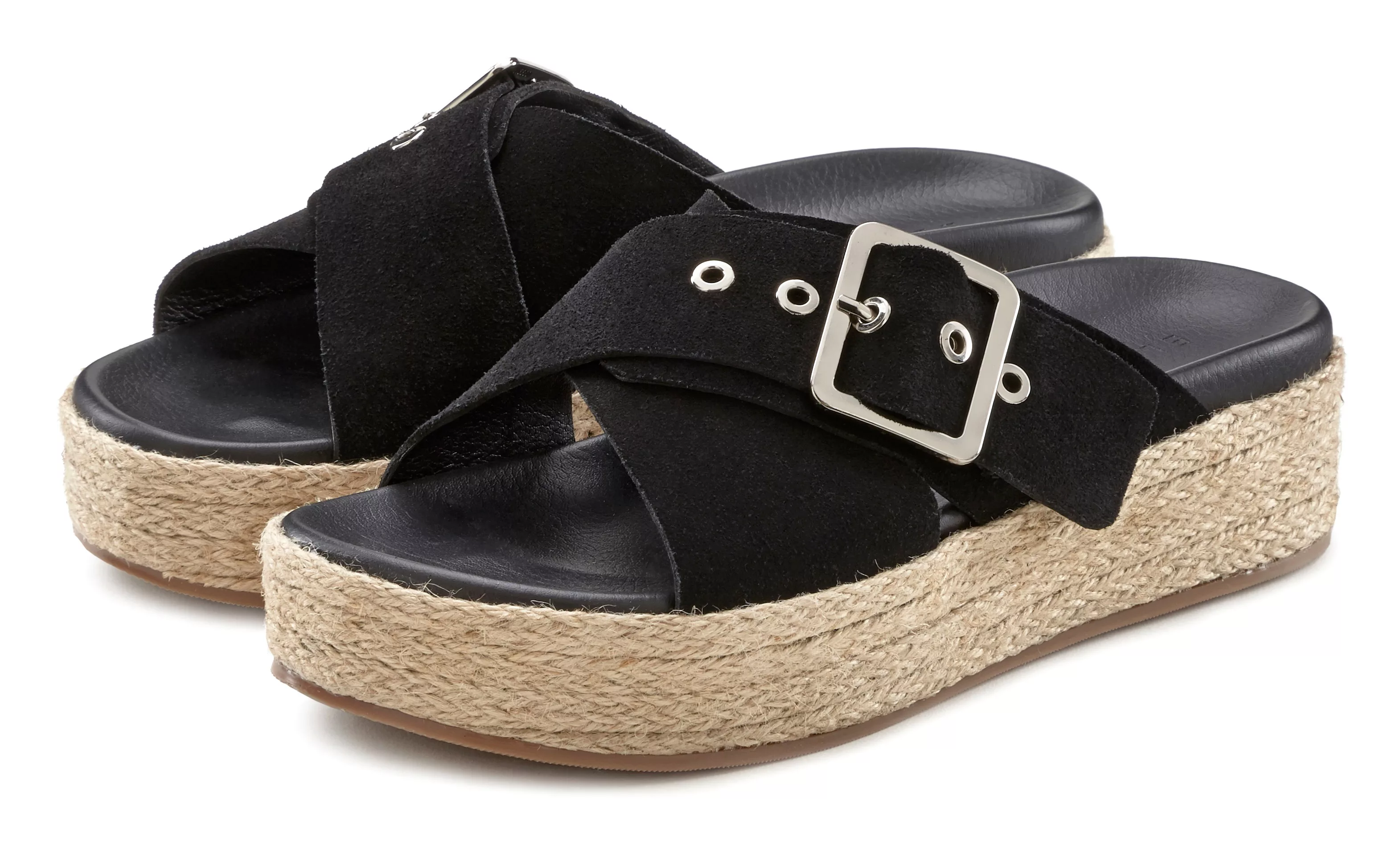 Elbsand Pantolette, Mule, Sandale, offener Schuh mit Plateauabsatz aus Lede günstig online kaufen