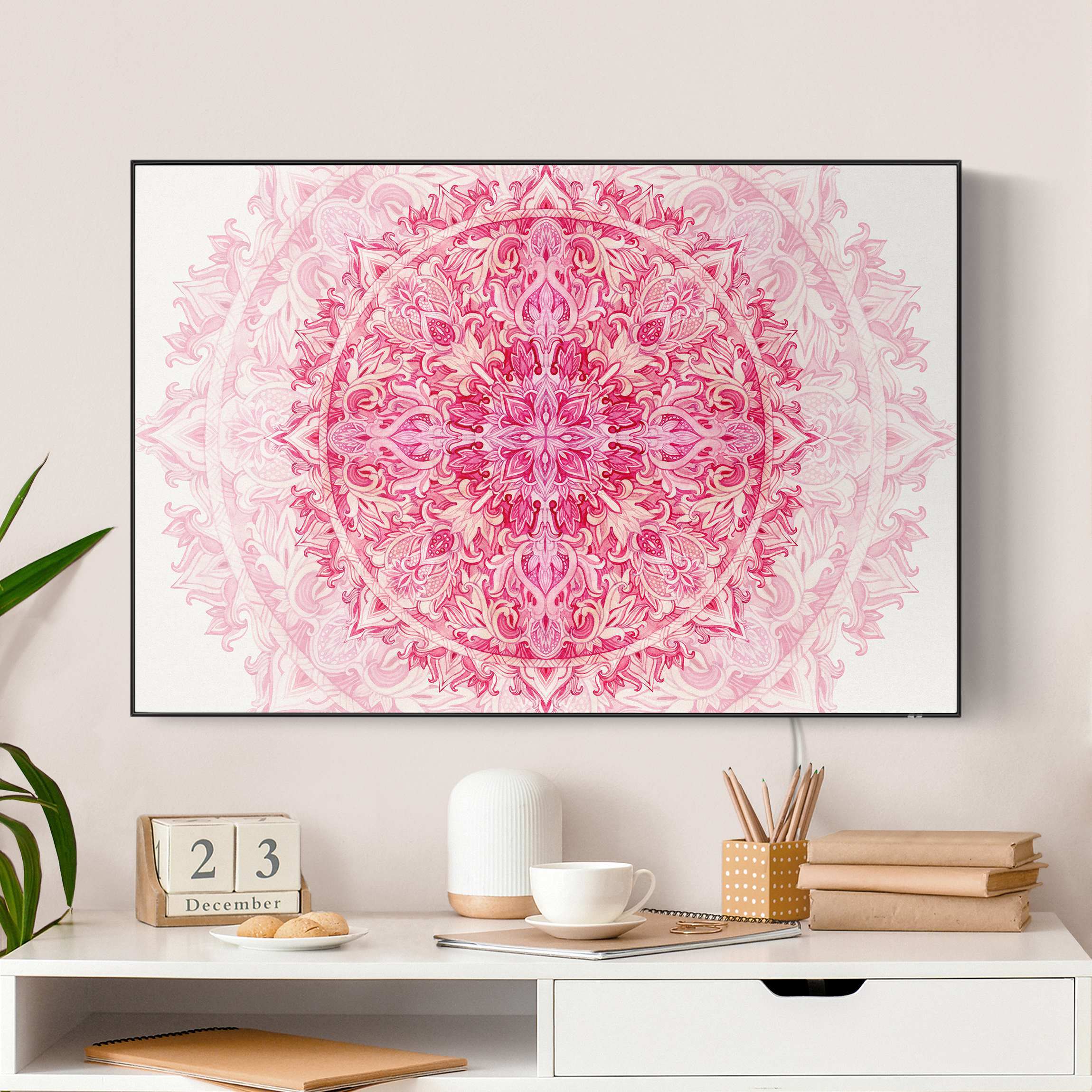 LED-Wechselbild Mandala Aquarell Ornament pink günstig online kaufen