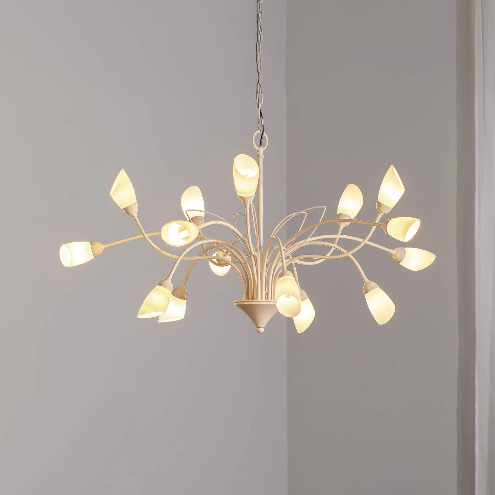 Pendelleuchte Gloriosa, Glas, creme, 15-flammig günstig online kaufen