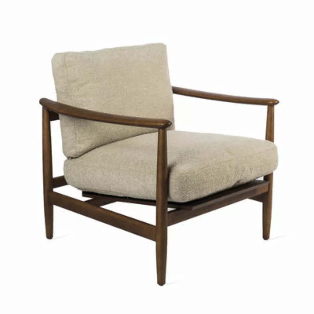 Gepolsterter Sessel Todd textil holz beige / Bouclé-Stoff & Holz - Pols Pot günstig online kaufen