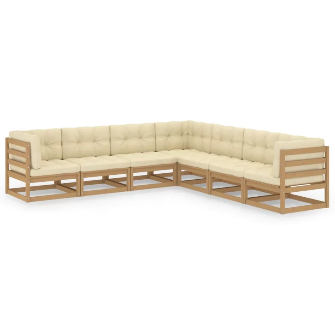 7-tlg. Garten-lounge-set Mit Kissen Kiefer Massivholz günstig online kaufen