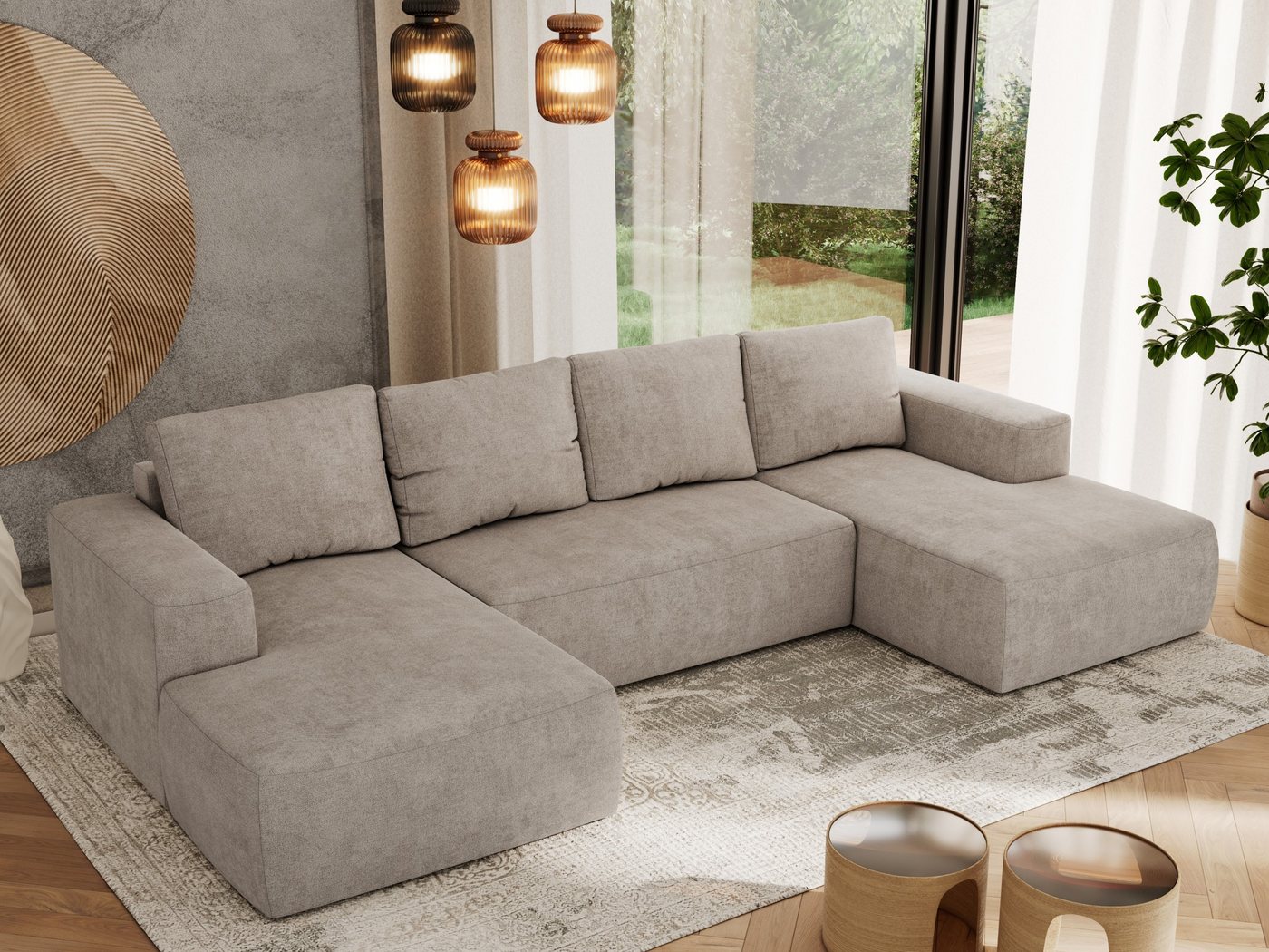 MKS MÖBEL Ecksofa TRENTINO U, Set, Lose Kissen, Couch U-form, Schlaffunktio günstig online kaufen