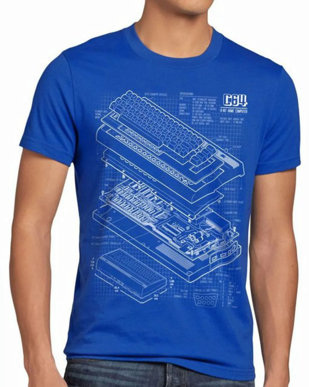 style3 T-Shirt C64 Heimcomputer commodore Blaupause classic gamer günstig online kaufen