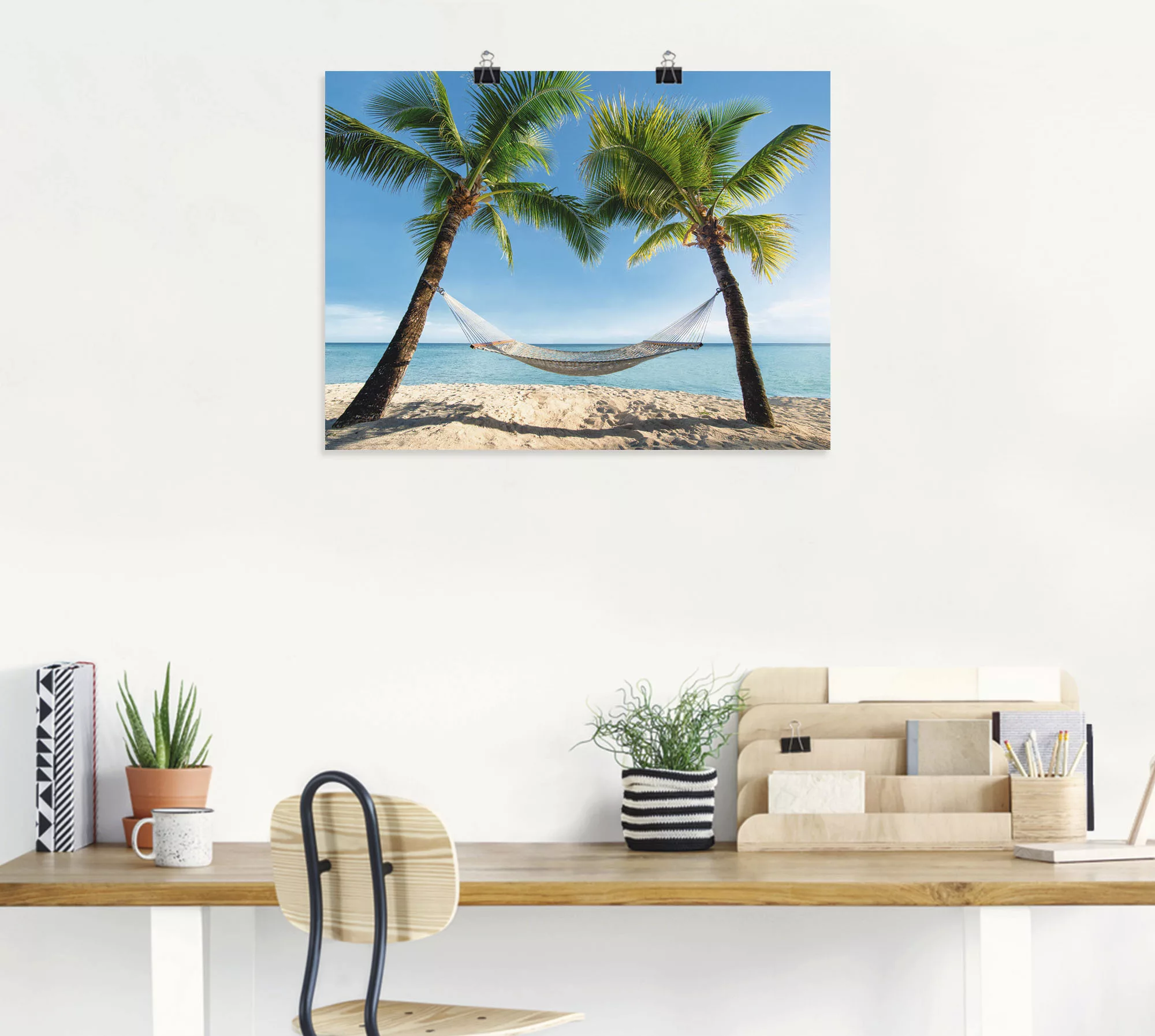 Artland Wandbild »Palmenstrand Karibik mit Hängematte«, Amerika, (1 St.) günstig online kaufen