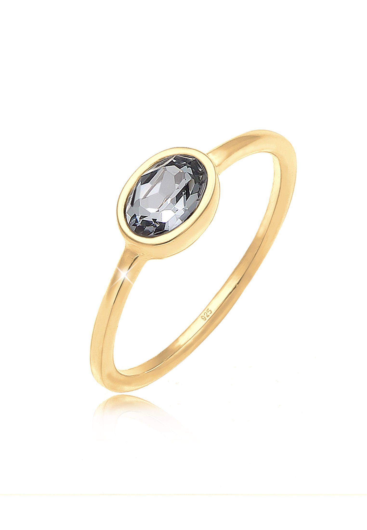 Elli Verlobungsring Oval Glas Kristalle Grau günstig online kaufen