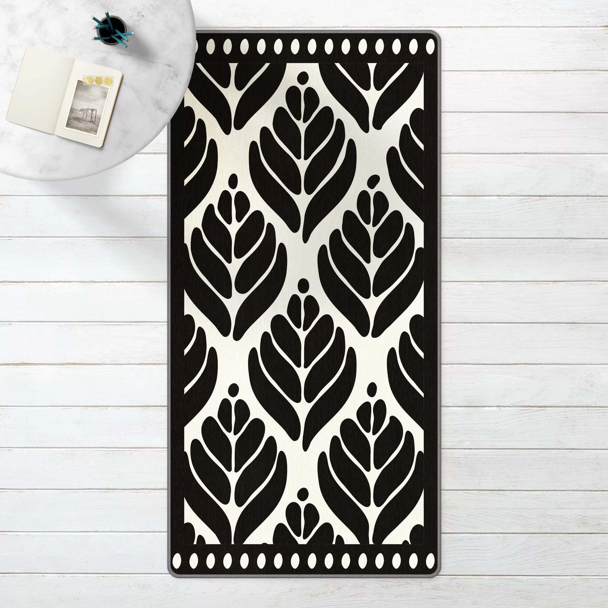 Teppich Stilisierte Palmenblätter mit Balken günstig online kaufen