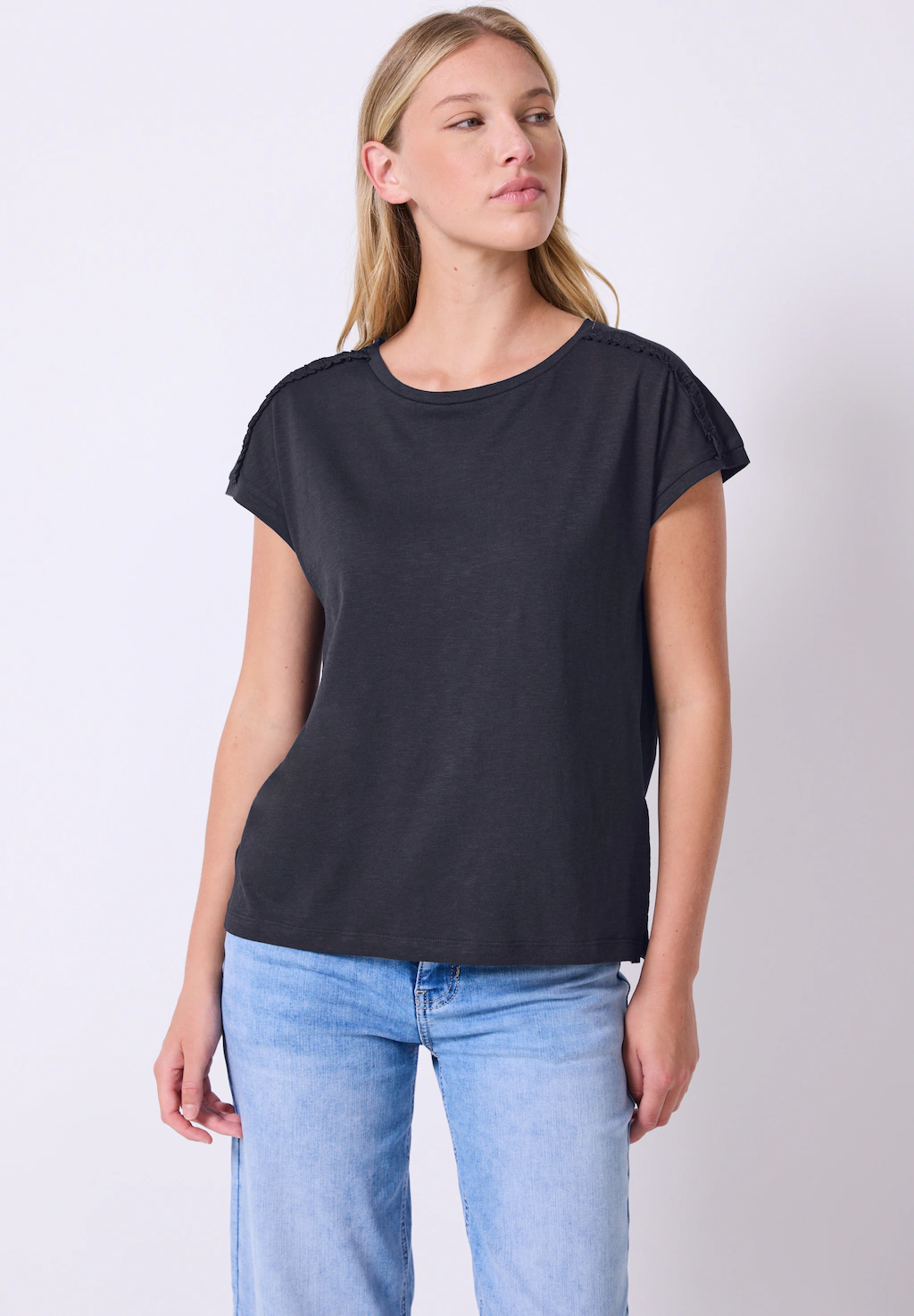STREET ONE STUDIO T-Shirt, aus elastischem Materialmix günstig online kaufen