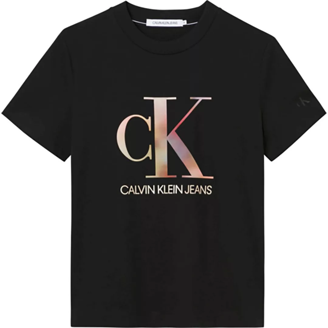 Calvin Klein Jeans Satin Bonded Blurred Kurzärmeliges T-shirt S Ck Black günstig online kaufen