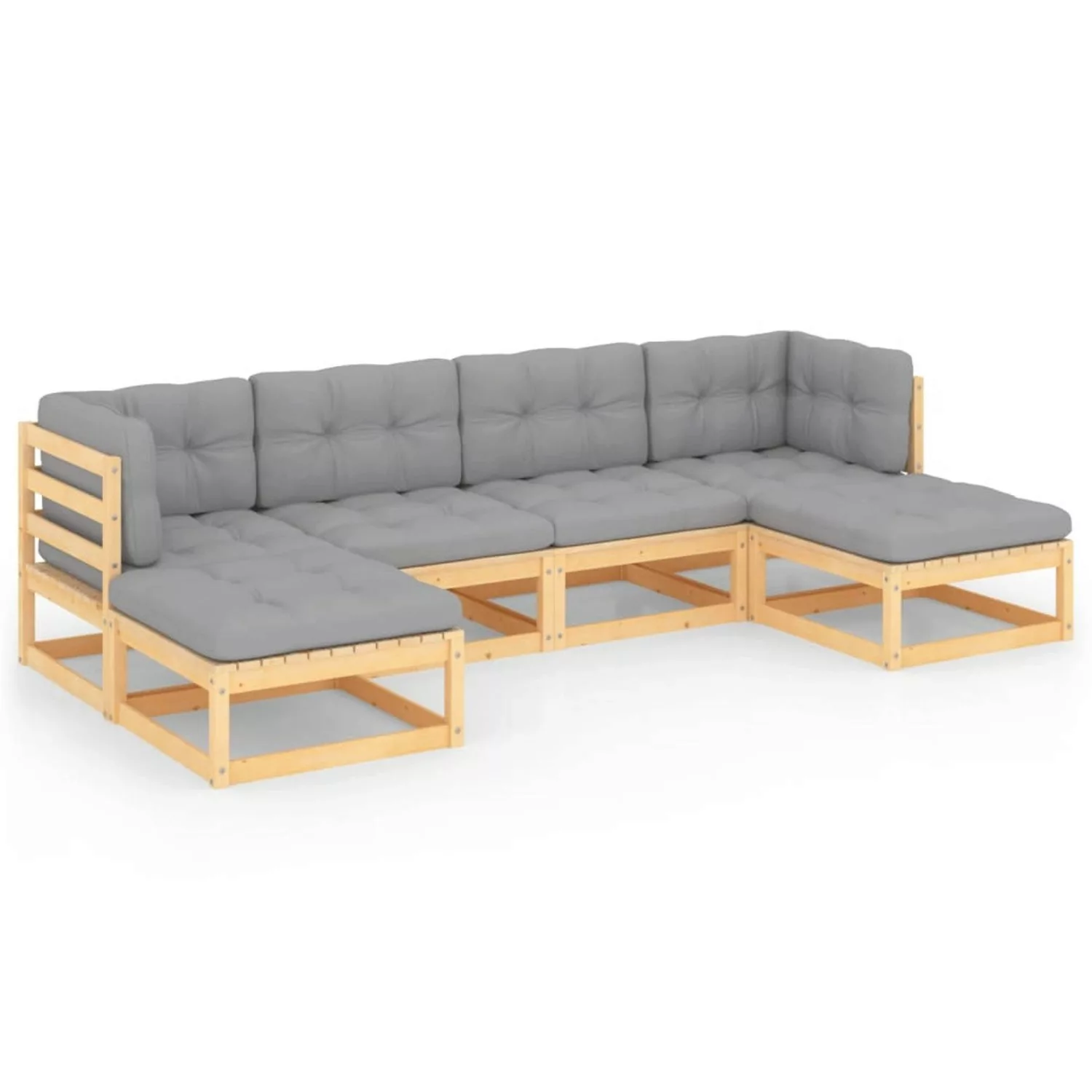 6-tlg. Garten-lounge-set Mit Kissen Massivholz Kiefer günstig online kaufen