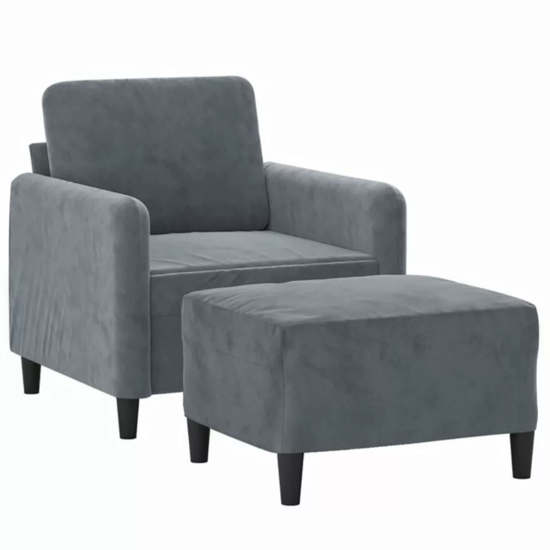 vidaXL Sofa Sessel mit Hocker Dunkelgrau 60 cm Samt günstig online kaufen