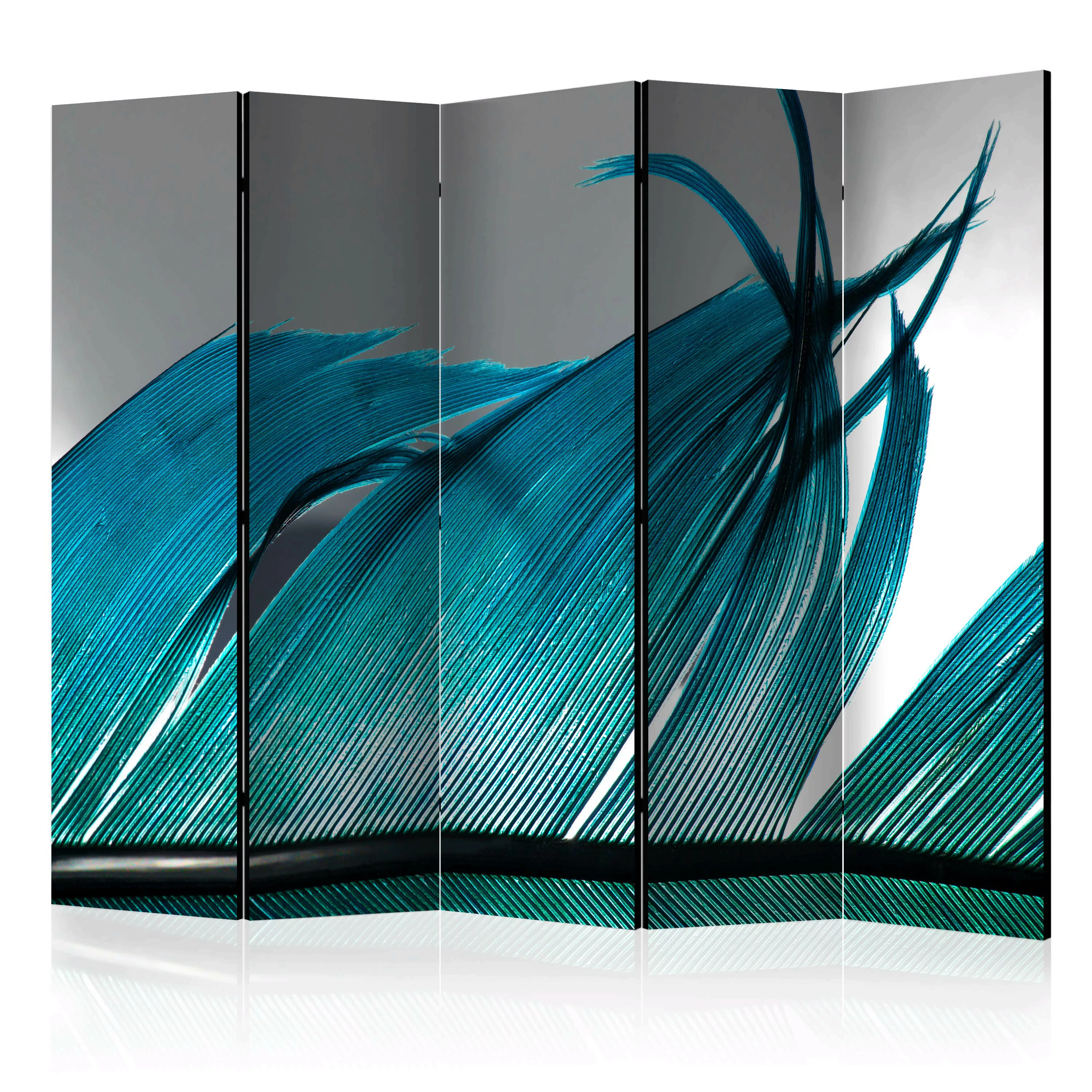 5-teiliges Paravent - Turquoise Feather Ii [room Dividers] günstig online kaufen