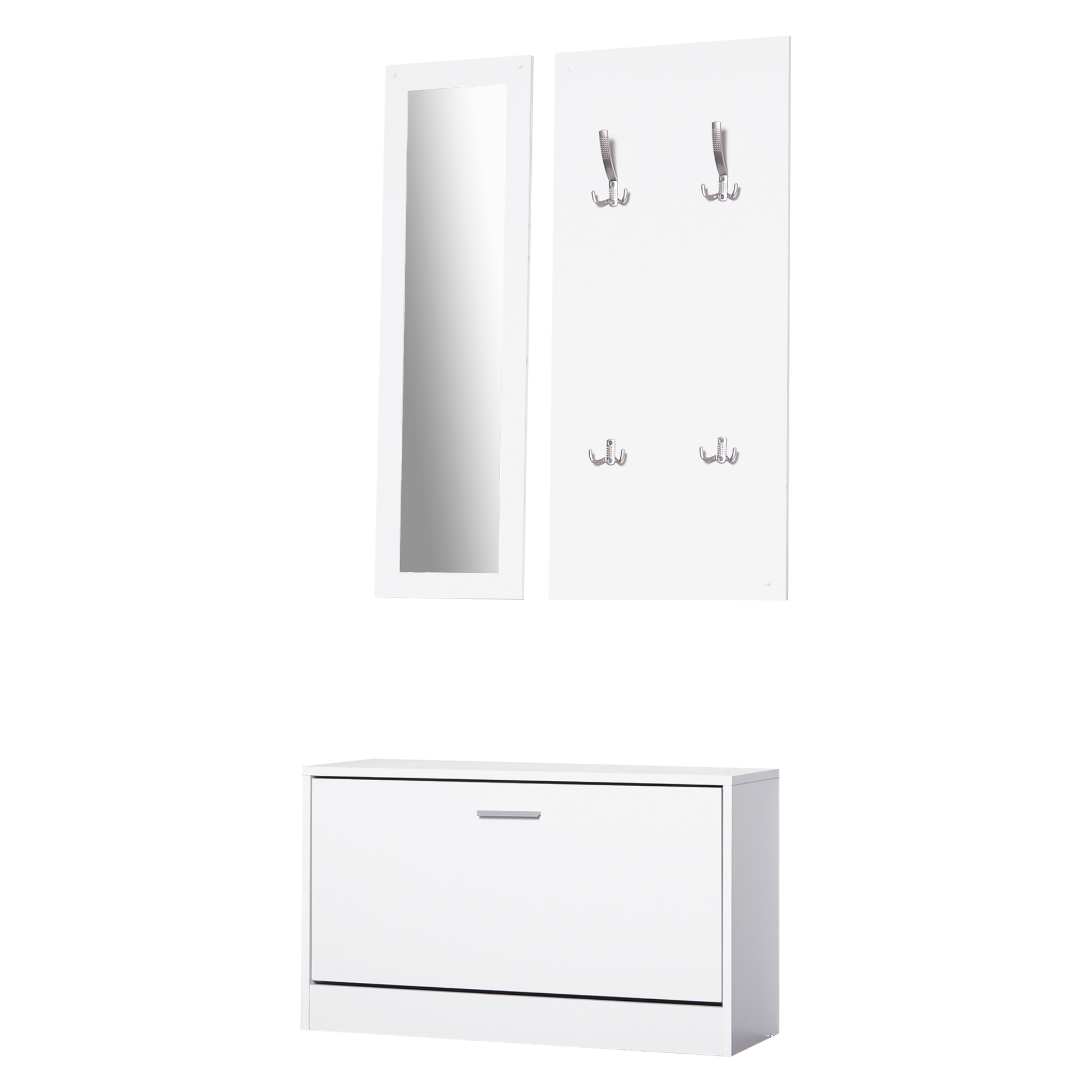 HOMCOM 3-teiliges Garderoben-Set Flurgaderobe mit Schuhschrank Garderobe Wa günstig online kaufen