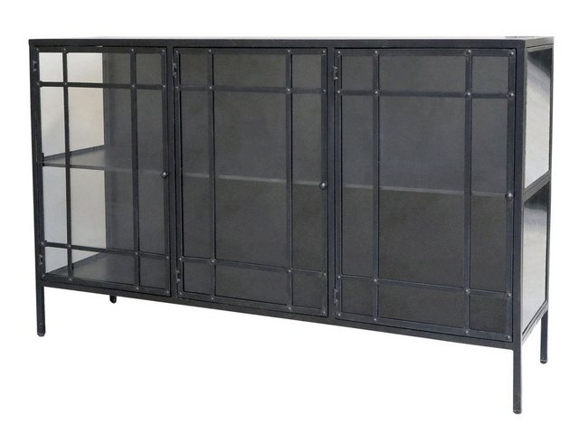 Chic Antique Vitrine Industrial Vitrine Sideboard Blacksmith Metall/Glas 3 günstig online kaufen