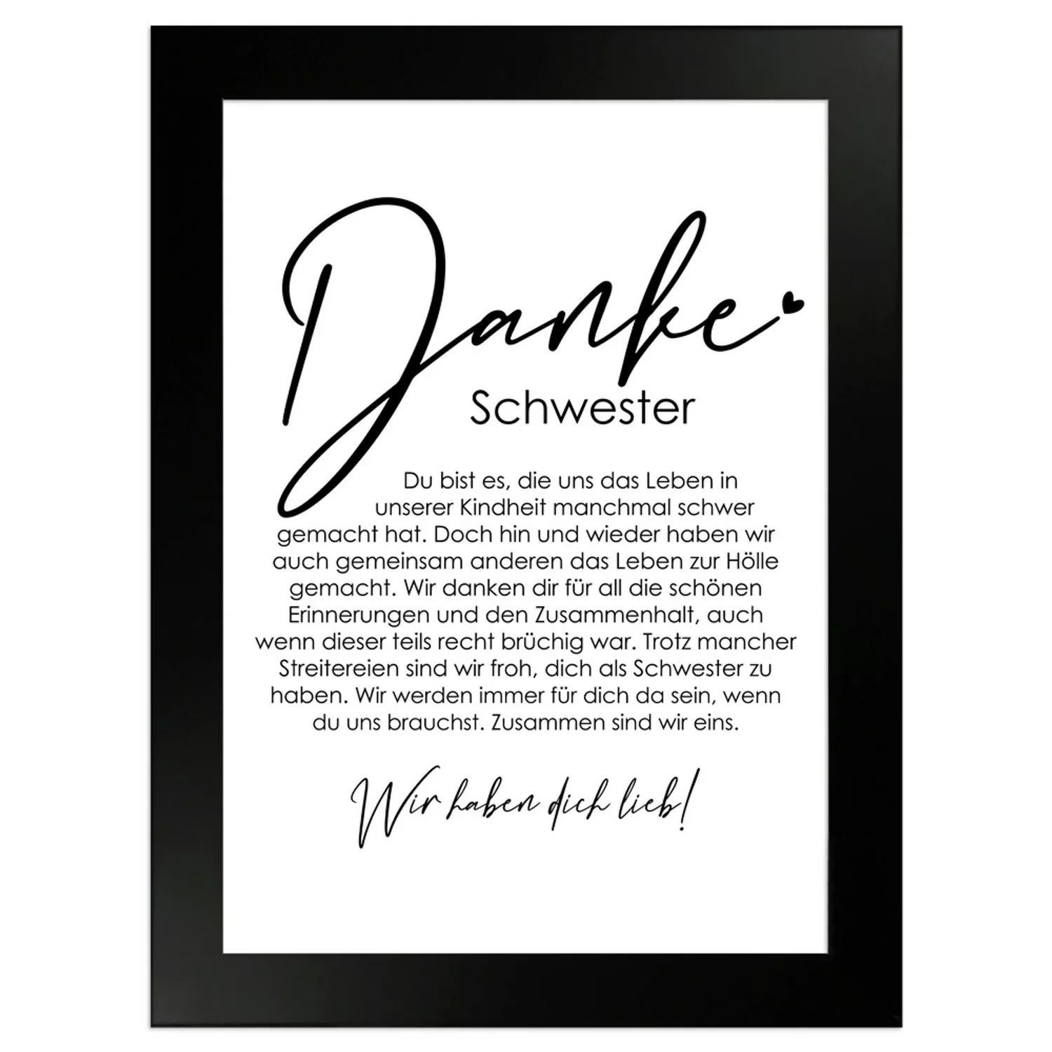 WANDStyle Gerahmtes Poster Danke Schwester 13 x 18 cm Geschenkidee für Mehr günstig online kaufen