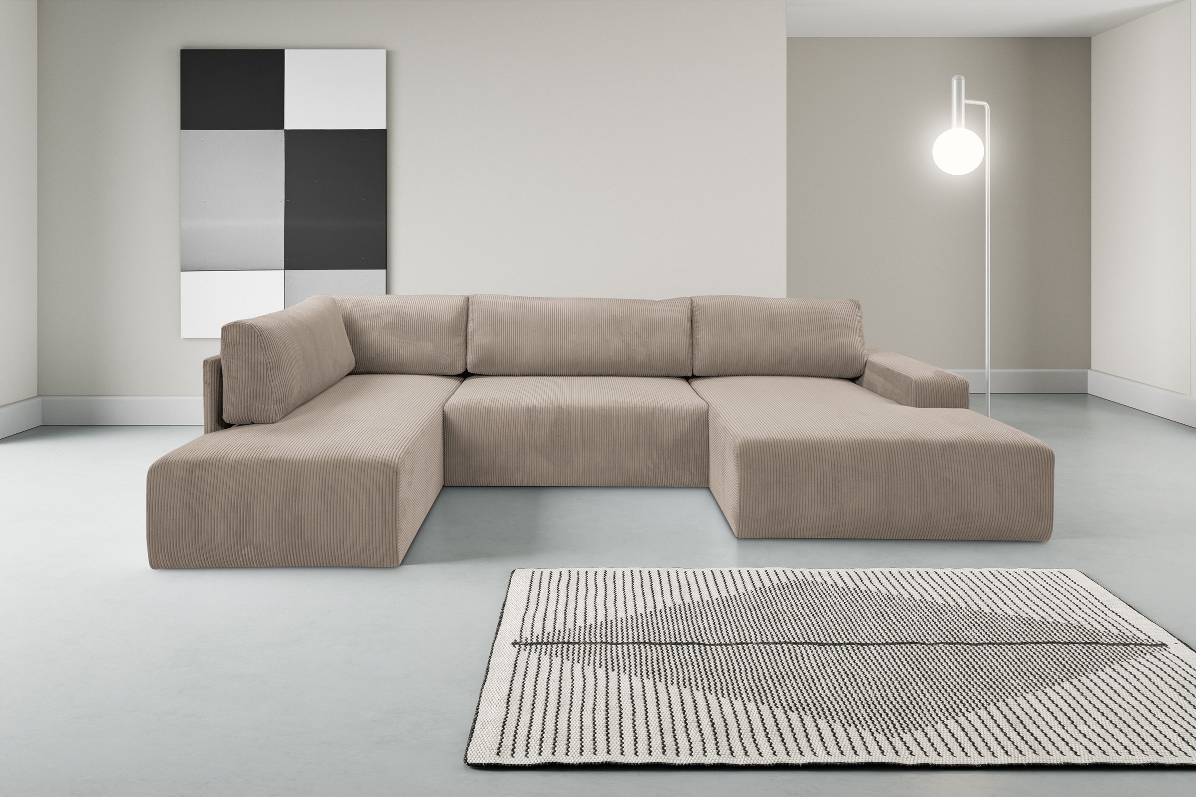 WERK2 Wohnlandschaft "Rotterdam-U, U-Form, in kuschelweichem Cord oder Brei günstig online kaufen