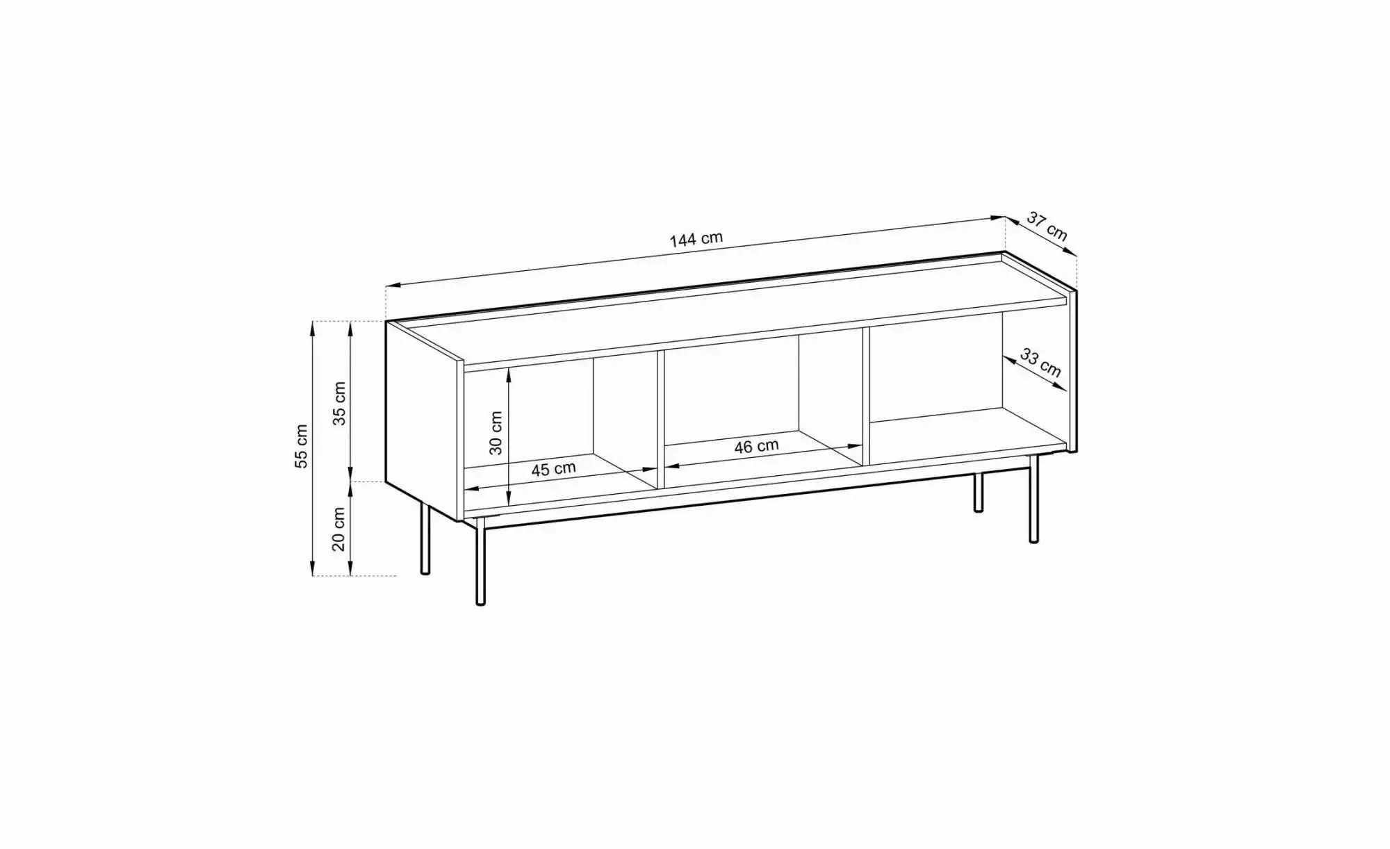 Lowboard  Color ¦ rot ¦ Maße (cm): B: 144 H: 55 Kommoden & Sideboards > Low günstig online kaufen