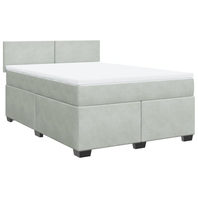 vidaXL Bett Boxspringbett mit Matratze Hellgrau 140x200 cm Samt günstig online kaufen