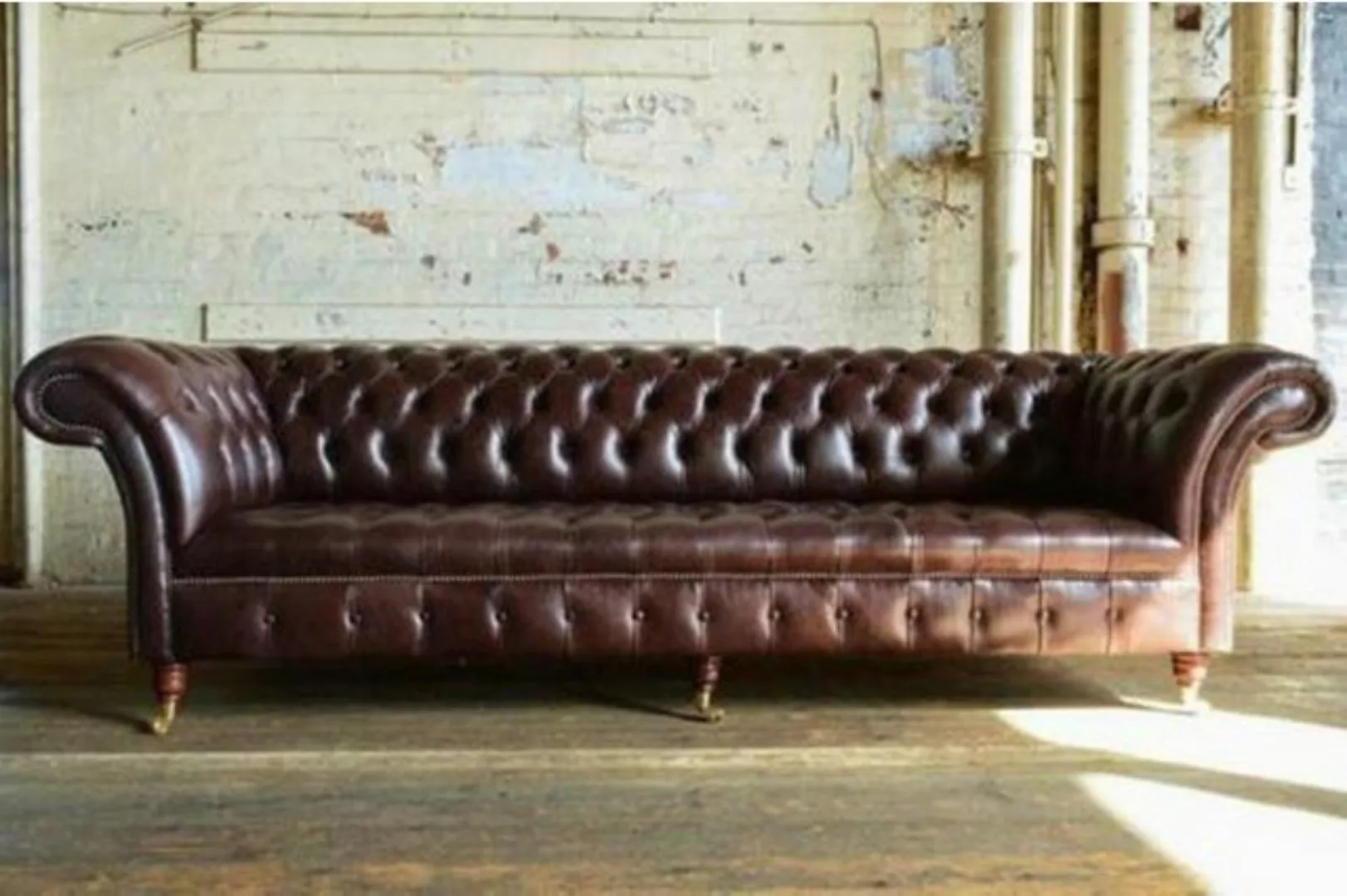 JVmoebel Chesterfield-Sofa, Chesterfield Braun Couch Sofa Polster 4 Sitzer günstig online kaufen