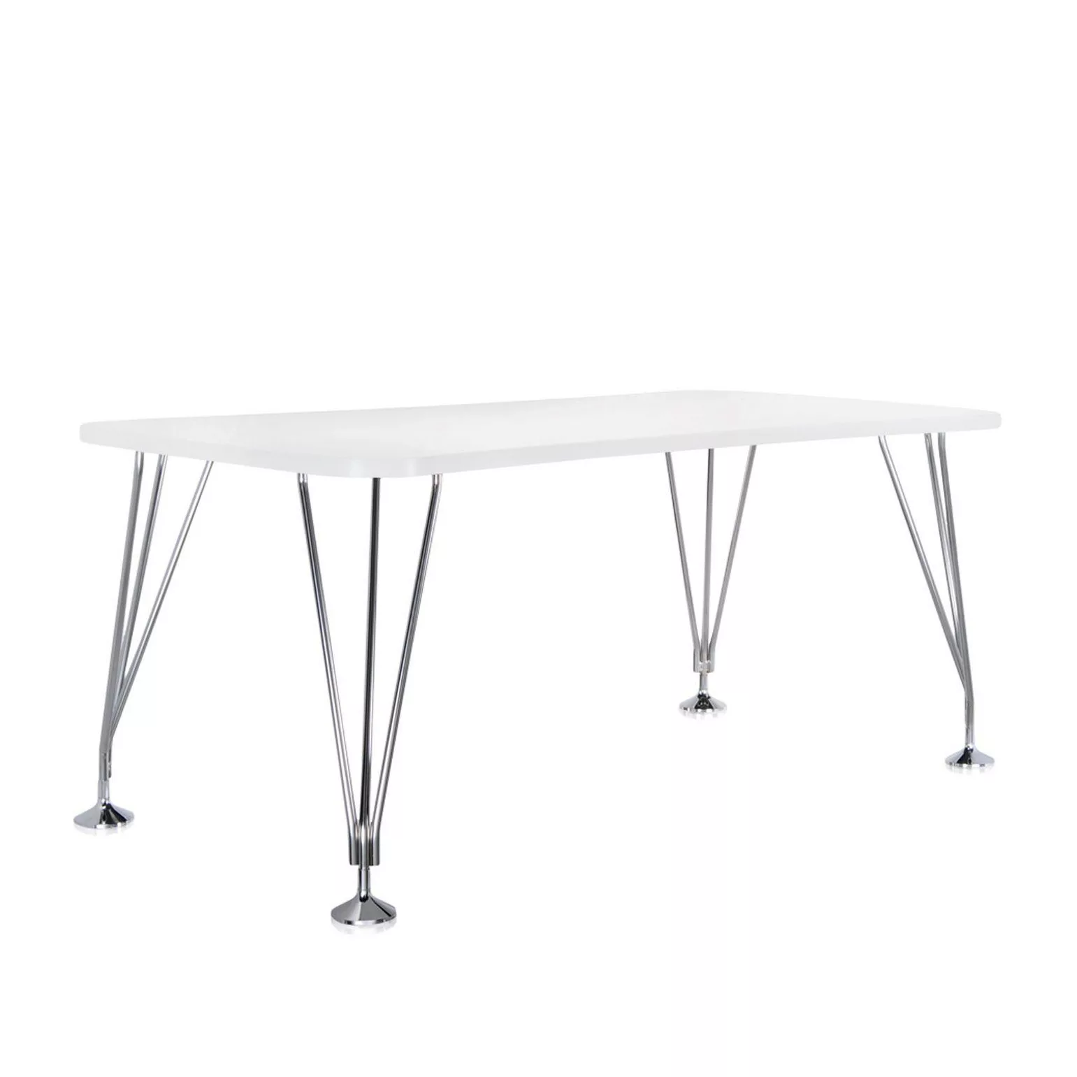 Kartell - Max Tisch 160x80cm - zinkweiß/Gestell verchromter Stahl/mit feste günstig online kaufen