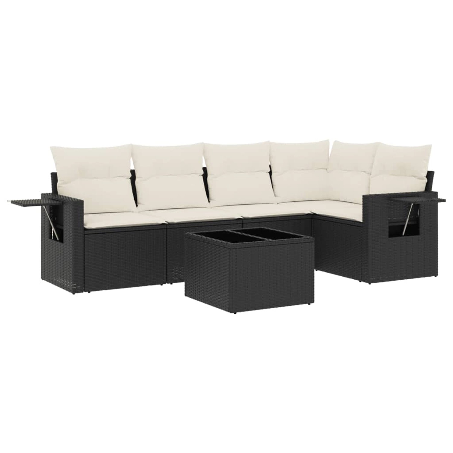 vidaXL 6-Tlg Garten-Sofagarnitur mit Kissen Schwarz Poly Rattan 3252473 günstig online kaufen