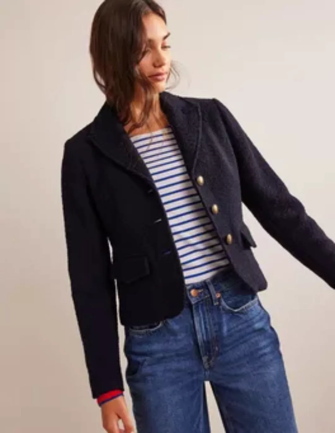 Ely Strukturierte Jacke Damen Boden, Marineblau günstig online kaufen