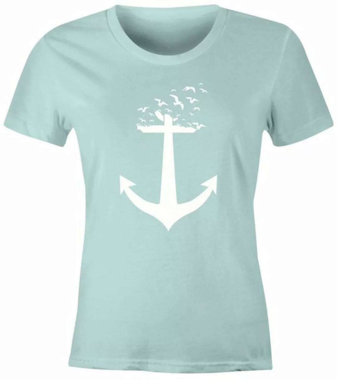 MoonWorks Print-Shirt Damen T-Shirt Anker Birds Vögel II Slim Fit mit Print günstig online kaufen