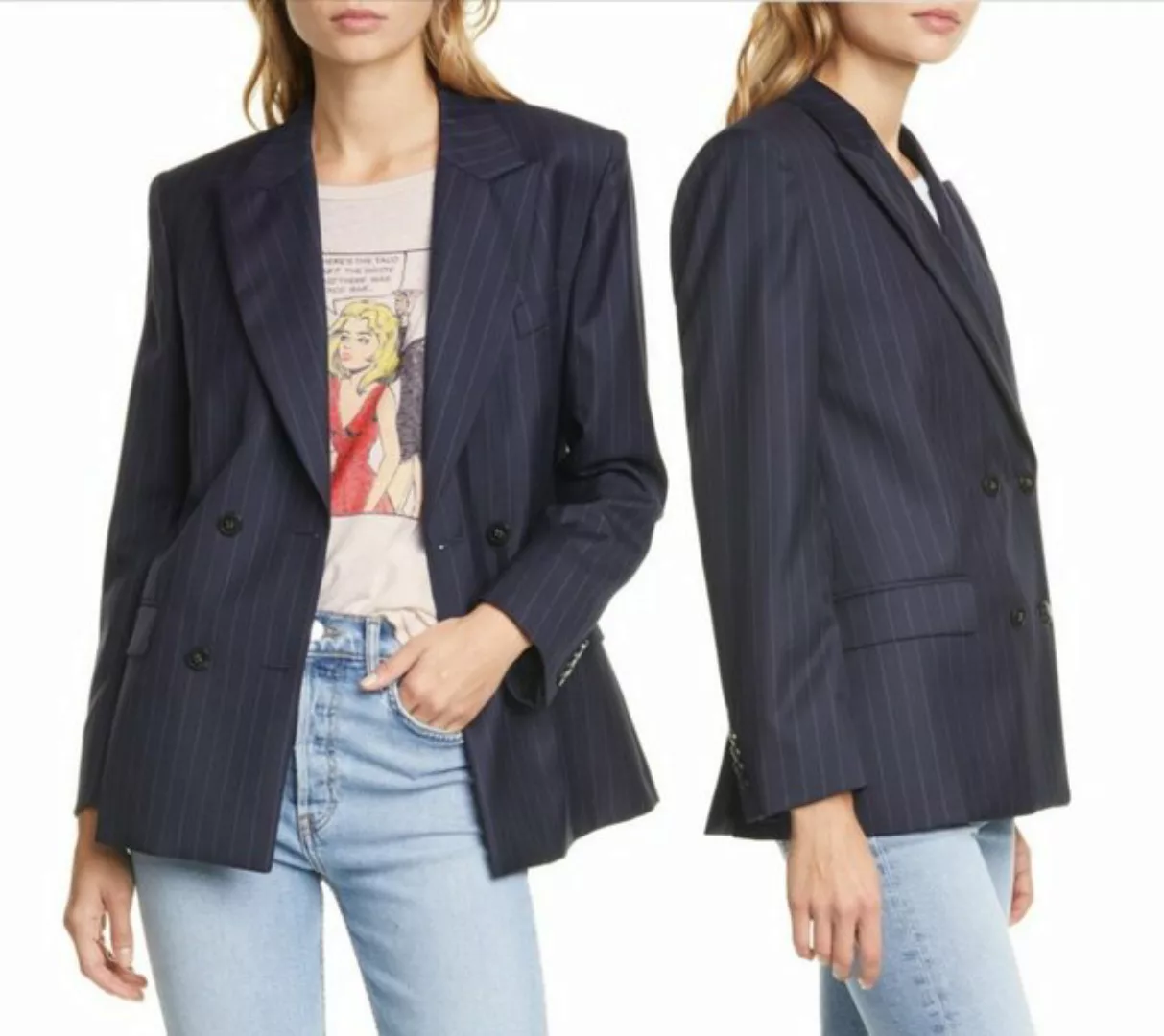 RedOne Jackenblazer RE/DONE 70S Double Breasted Blazer Nadelstreifen Pinstr günstig online kaufen