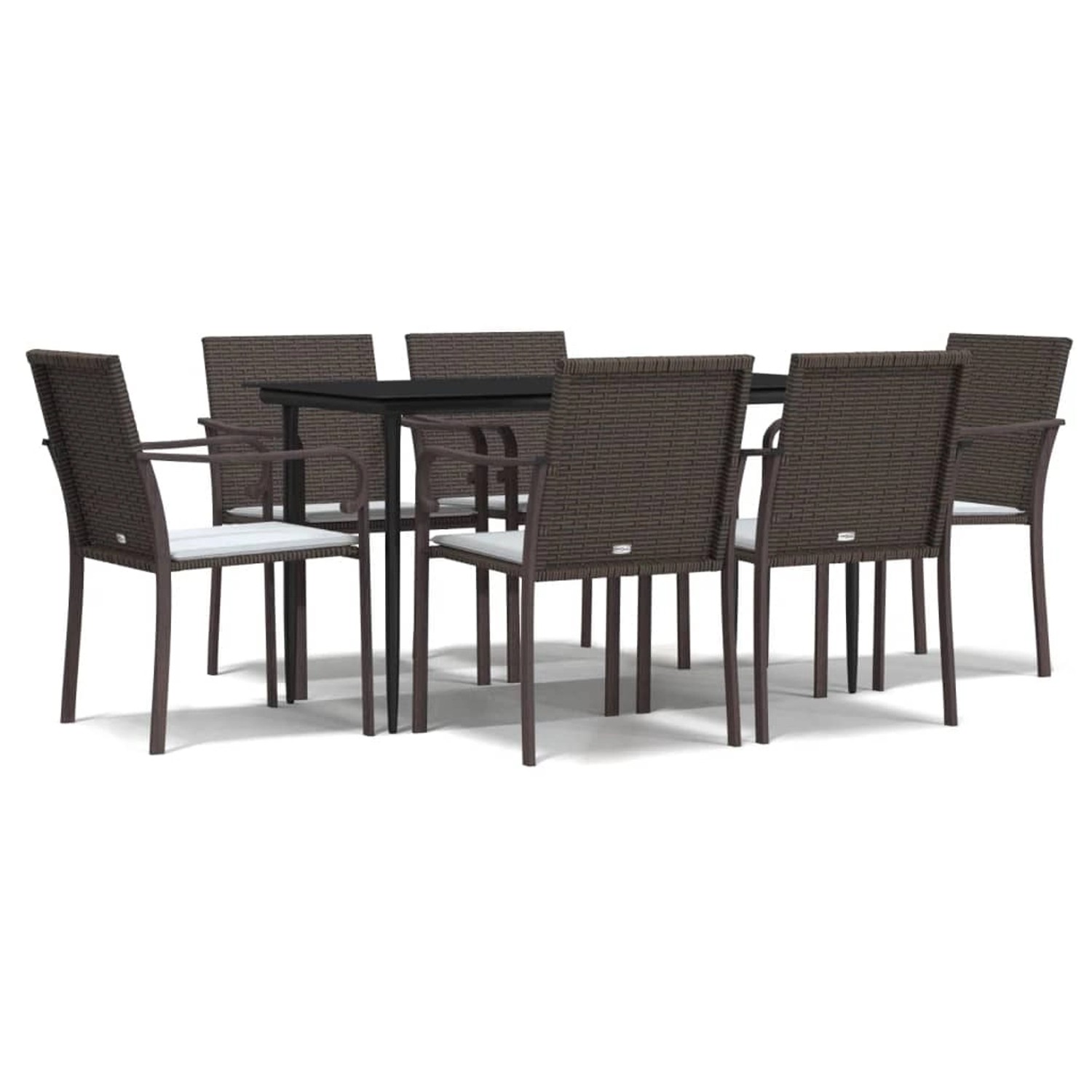 vidaXL 7-Tlg Garten-Essgruppe mit Kissen Poly Rattan und Stahl 3186942 günstig online kaufen