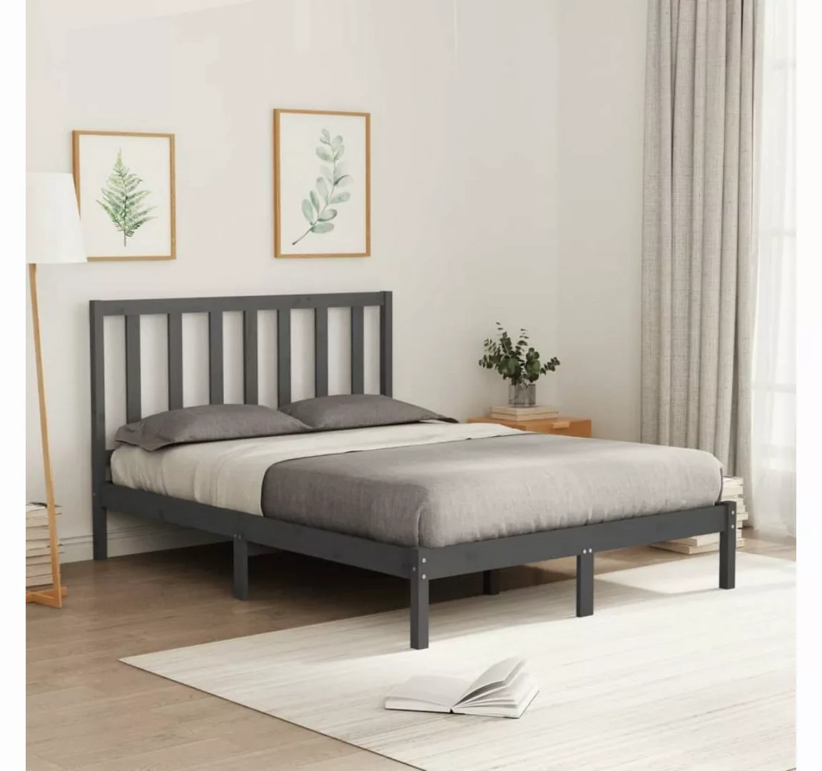vidaXL Bett Massivholzbett Grau 120x200 cm günstig online kaufen