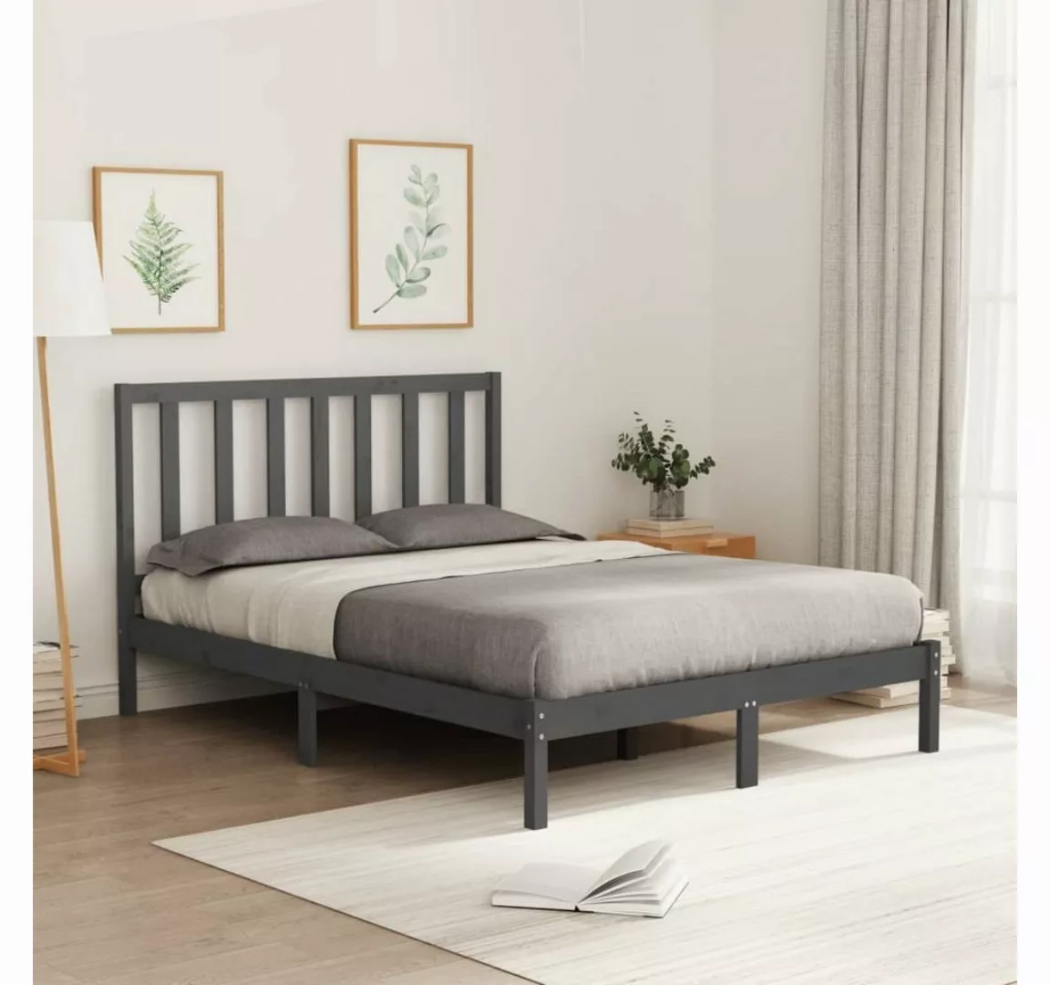 furnicato Bett Massivholzbett Grau 150x200 cm günstig online kaufen