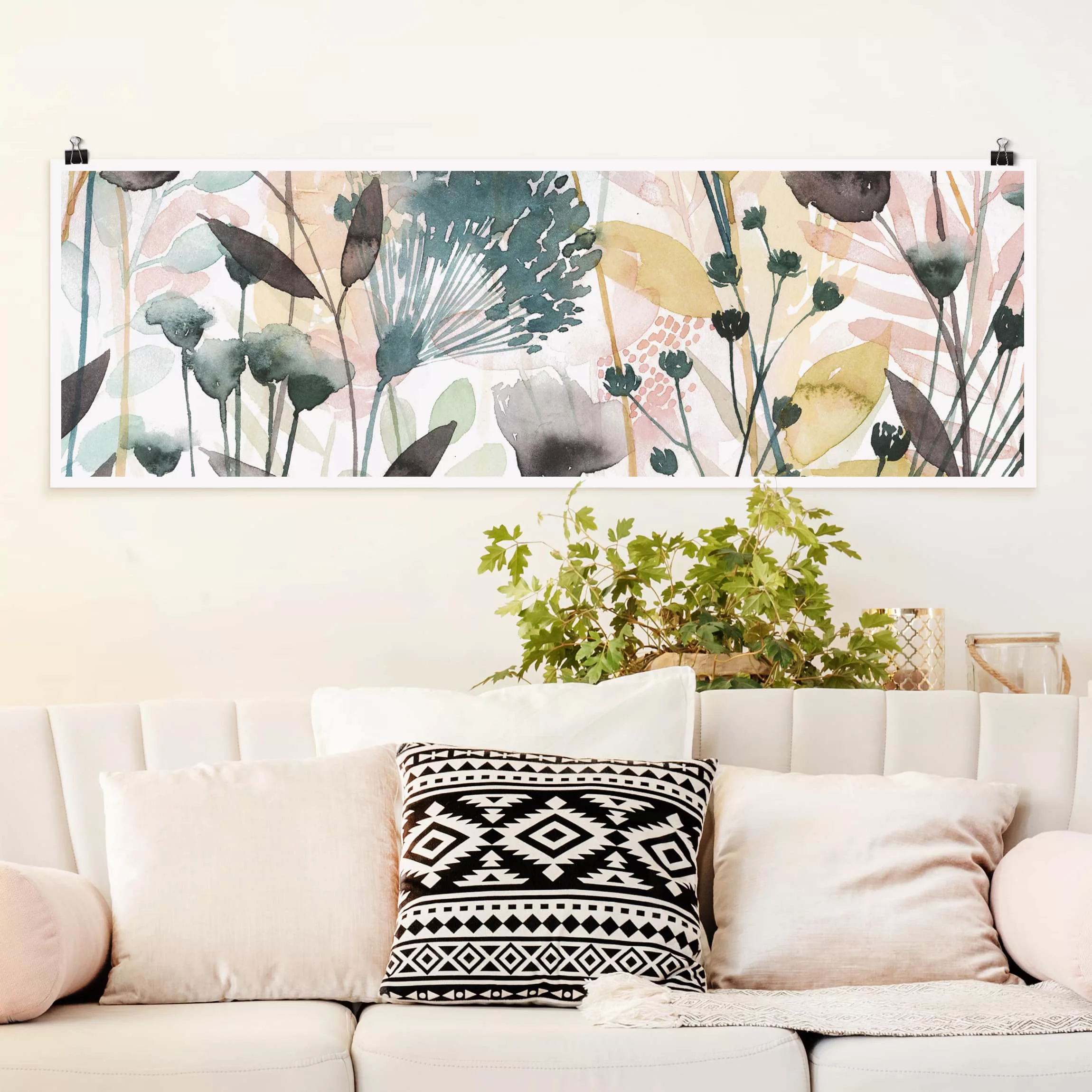 Panorama Poster Wildblumen im Sommer II günstig online kaufen