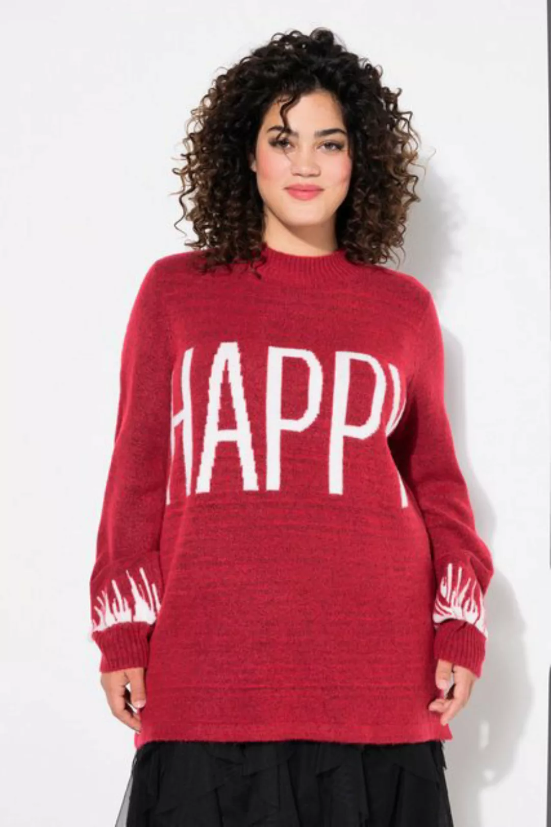 Angel of Style Rollkragenpullover Pullover HAPPY-Statement Ballon-Langarm günstig online kaufen