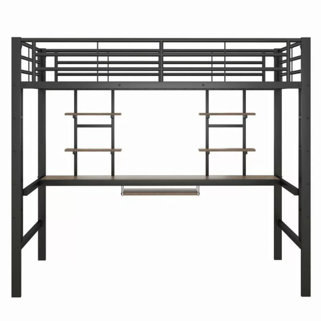 Odikalo Hochbett Metallbettgestell Eisen Schreibtisch 2 Bücherregalen 140x2 günstig online kaufen