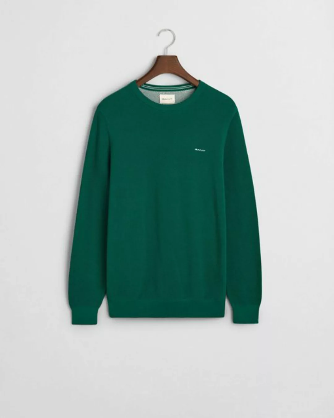 Gant Strickpullover COTTON PIQUE C-NECK, DEEP FOREST GREEN günstig online kaufen