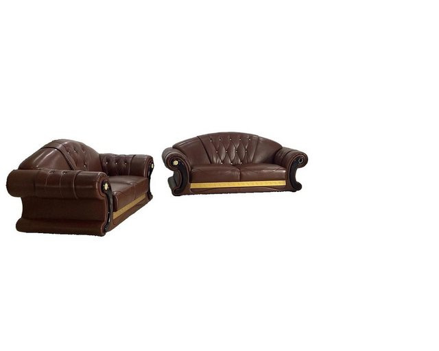 JVmoebel Sofa Braune Sofagarnitur Chesterfield Leder Sofa Couch Gruppe, 3 T günstig online kaufen