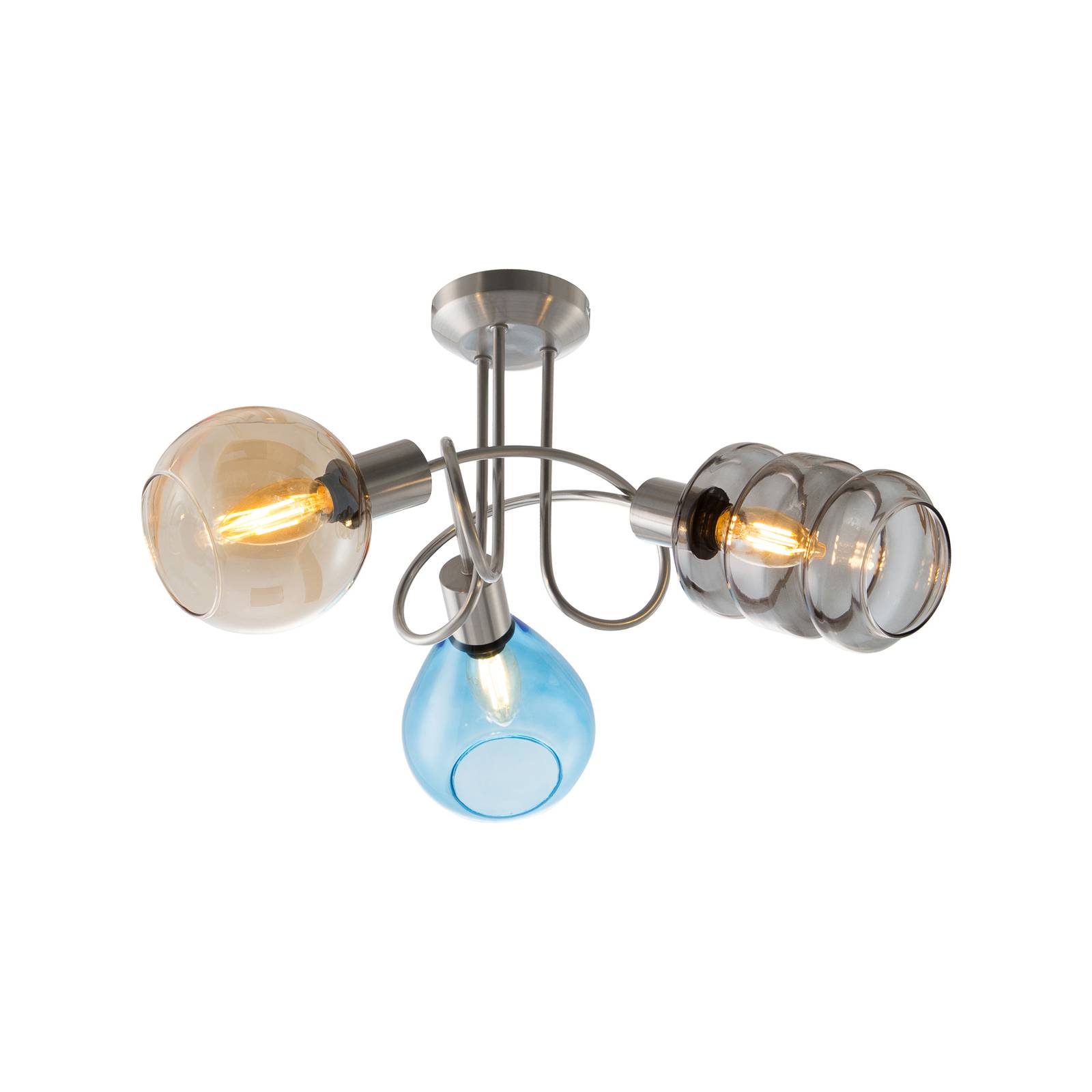 Deckenlampe Pesaro mit Glasschirmen, dreiflammig günstig online kaufen