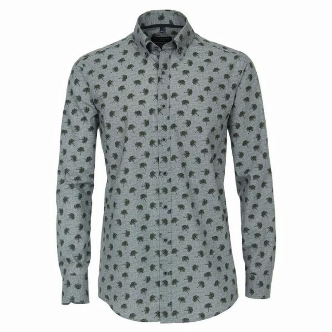 CASAMODA Langarmhemd Übergrößen Langarmhemd Mini-Baum-Muster grün CasaModa- günstig online kaufen
