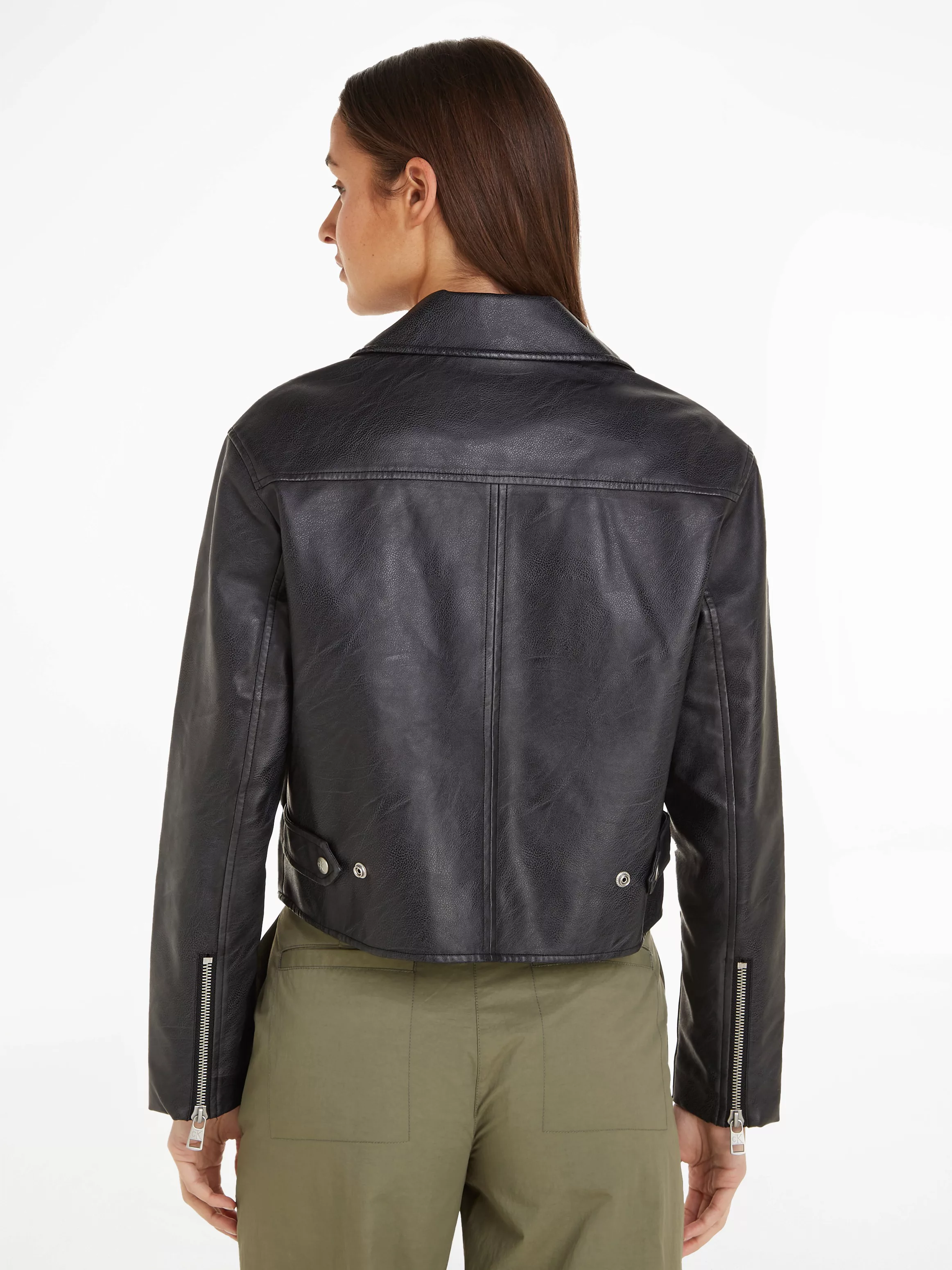 Calvin Klein Jeans Lederimitatjacke SHORT FAUX LEATHER JACKET günstig online kaufen