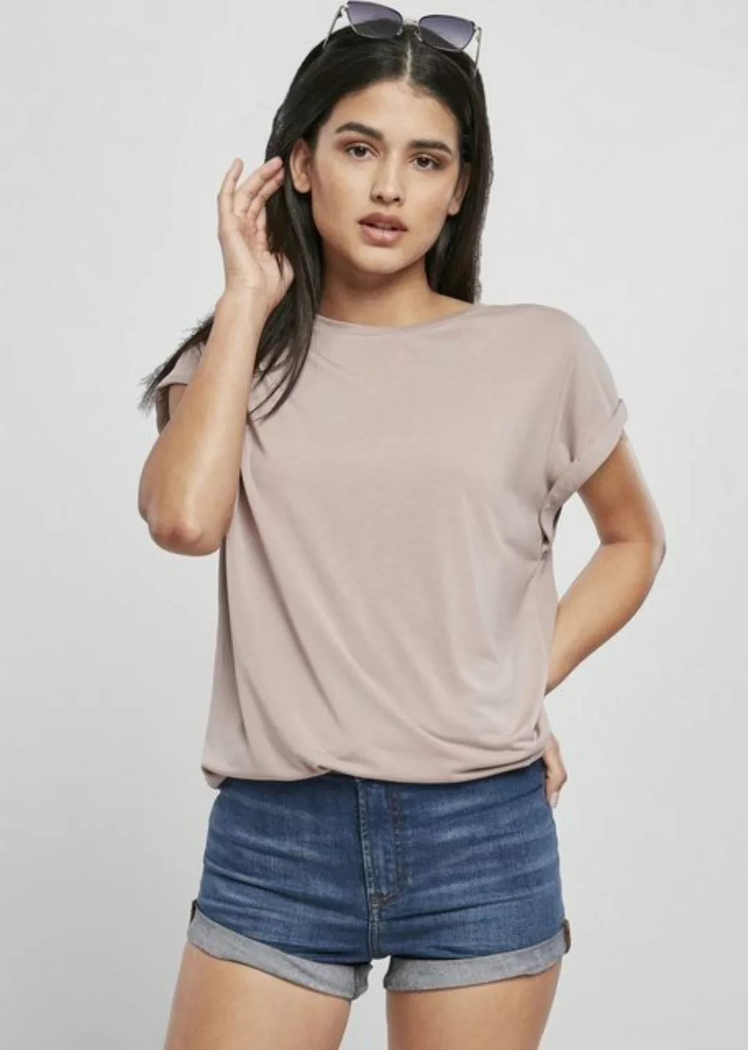 URBAN CLASSICS Kurzarmshirt Damen Ladies Modal Extended Shoulder Tee (1-tlg günstig online kaufen