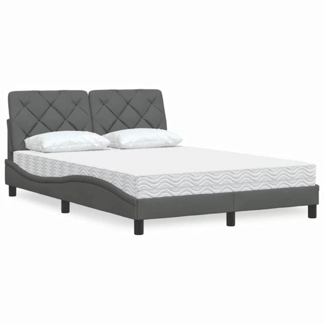 vidaXL Bettgestell Bett mit Matratze Dunkelgrau 120x200 cm Stoff günstig online kaufen