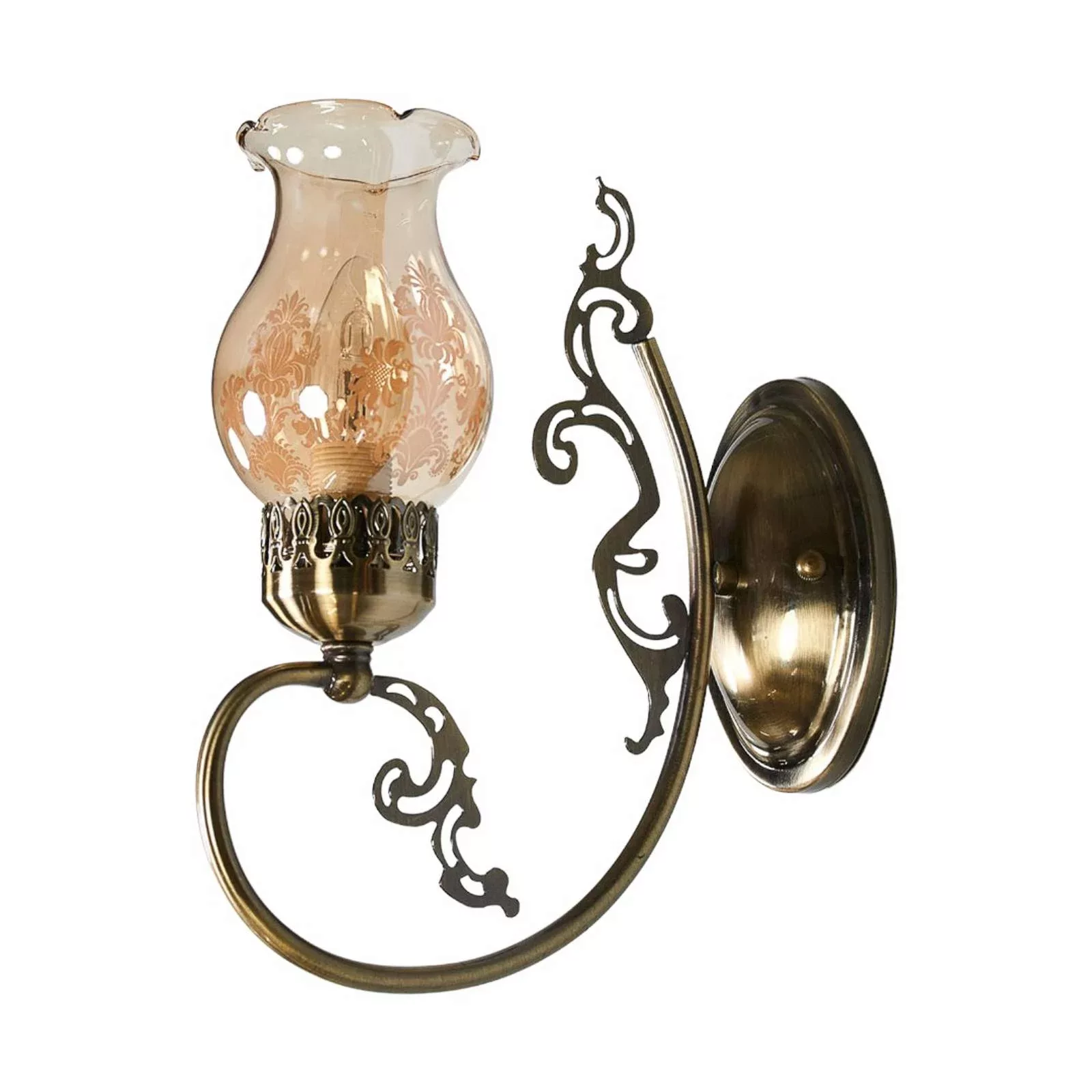 Antik aussehende Wandlampe Heti mit Glasschirm günstig online kaufen