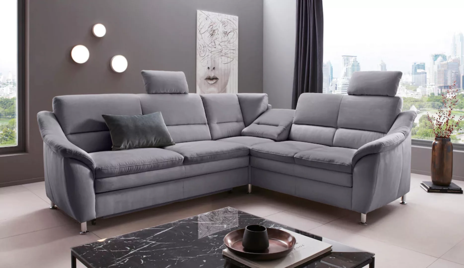 Places of Style Ecksofa "Cardoso L-Form", Federkern, wahlweise mit Bett, Sc günstig online kaufen