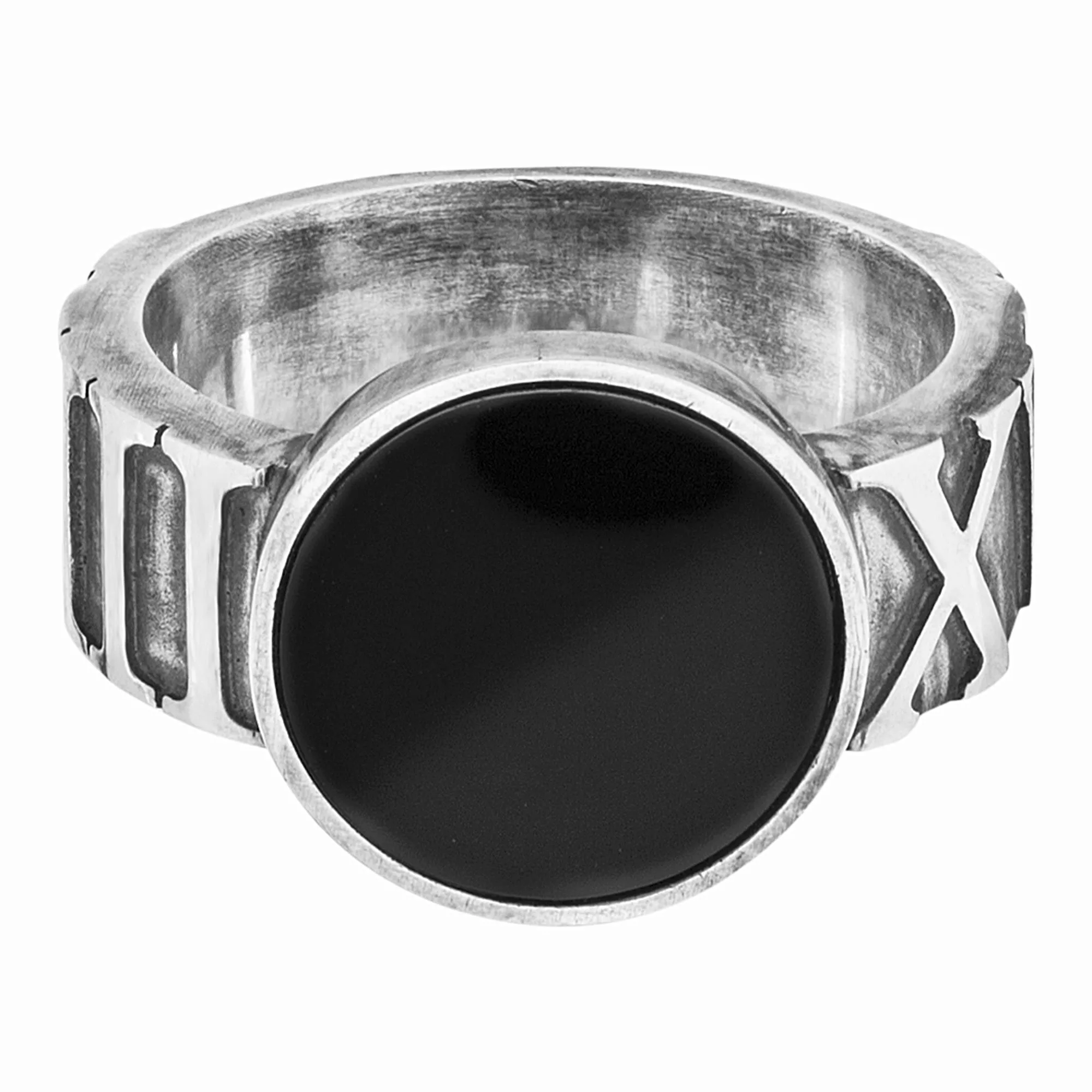 CAÏ Fingerring "925 Sterling Silber matt oxidiert mit Onyx" günstig online kaufen