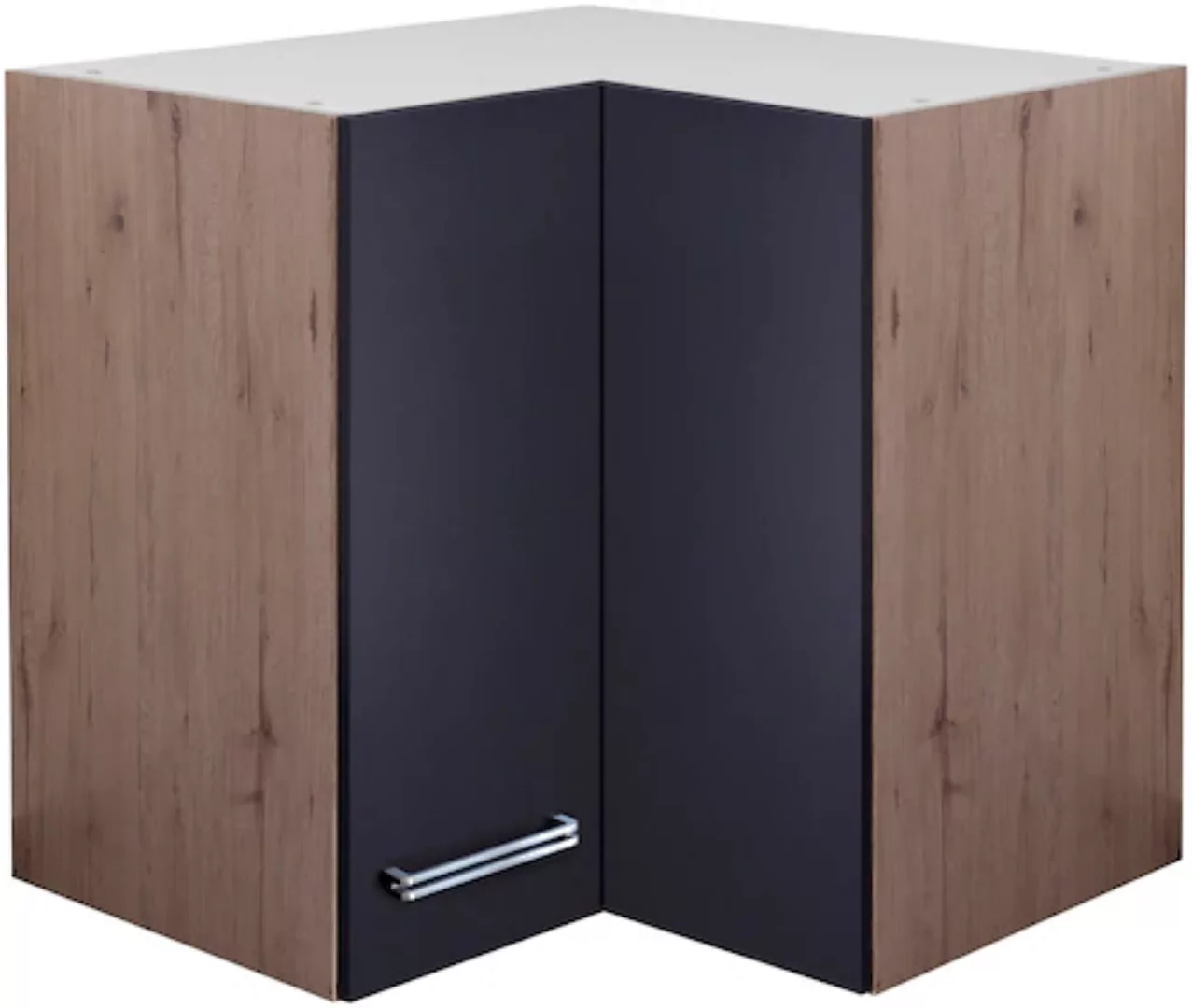 Flex-Well Exclusiv Eck-Hängeschrank Lara 60 x 60 cm Anthrazit-San Remo Eich günstig online kaufen