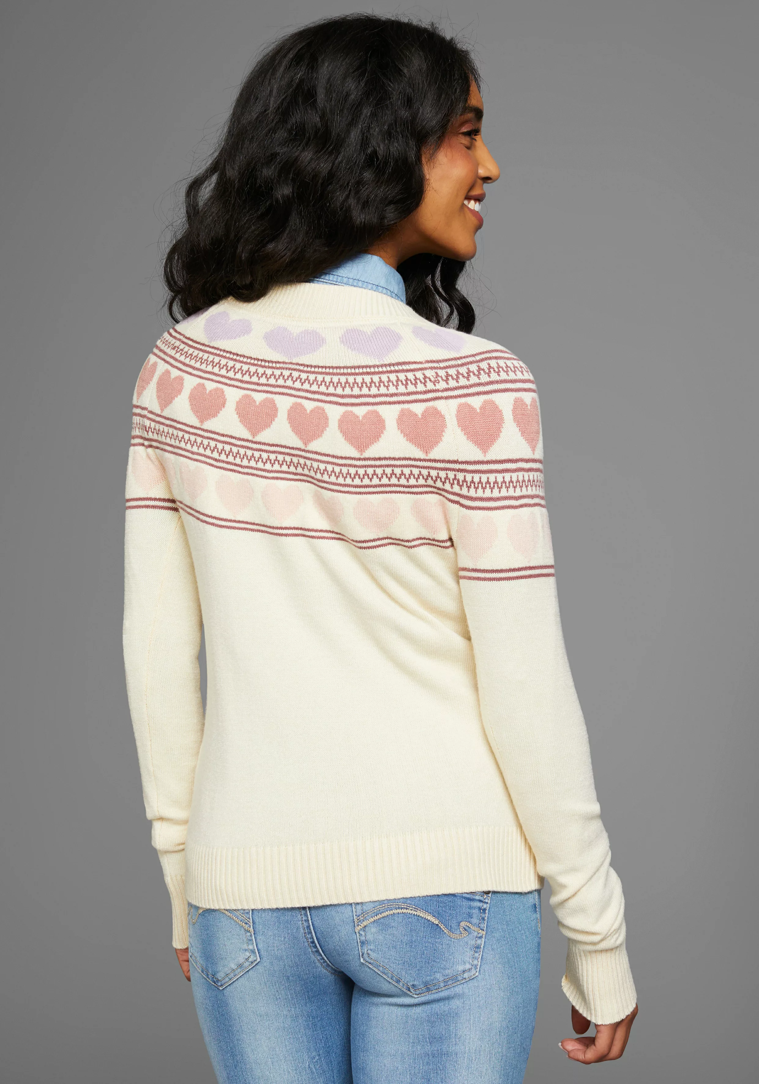 KangaROOS Norwegerpullover, mit Herzen günstig online kaufen