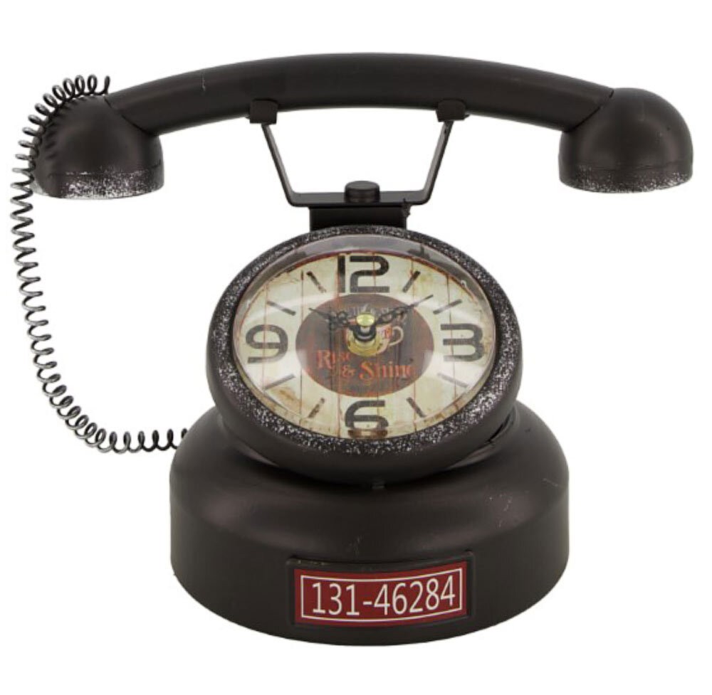 Tischuhr Retro Nostalgie Telefon Antik-Stil Uhr Altes Telefon Vintage Schwa günstig online kaufen