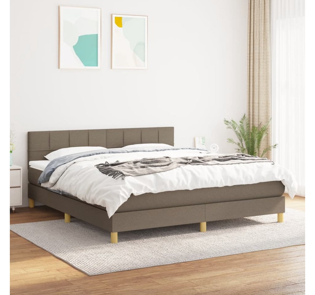 vidaXL Boxspringbett Boxspringbett mit Matratze Taupe 160x200 cm Stoff Bett günstig online kaufen